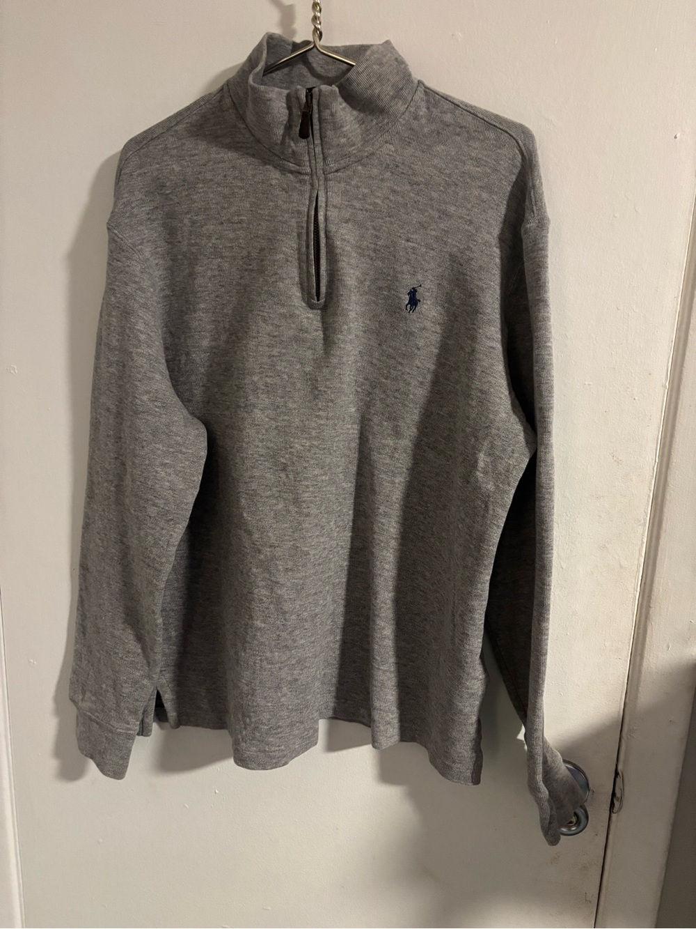 Polo Ralph Lauren Men’s L Estate Rib Gray Quarter Zip Pullover Pony